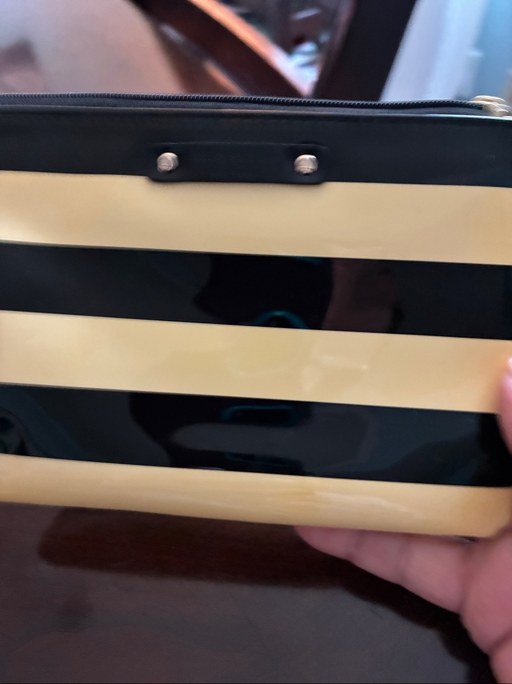 kate spade Black and Yellow Patent Stripe Wristlet - Picture 5 of 5